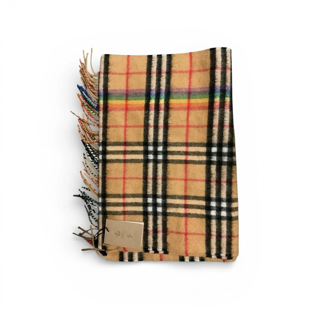Burberry Classic Rainbow Vintage Check Cashmere Scarf - Size: 66” x 12”. Unisex - Picture 2 of 3